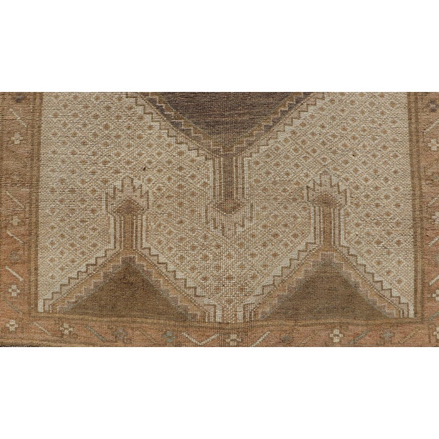 Vintage Turkish Kars Gallery Runner in Warm Taupe, Sand, and Soft Brown For Sale - Image 10 of 14