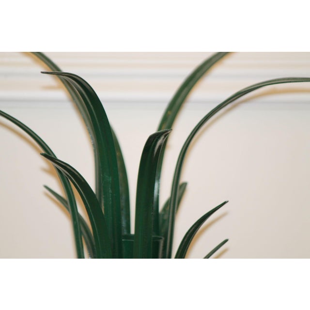 Boho Chic Vintage Tole Metal Leaf Vase, Scrolled Feet For Sale - Image 3 of 6