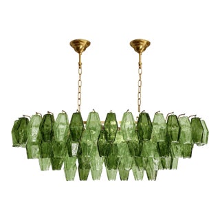 Contemporary Light and Dark Green “Poliedri” Murano Glass Chandelier by SimoEng For Sale