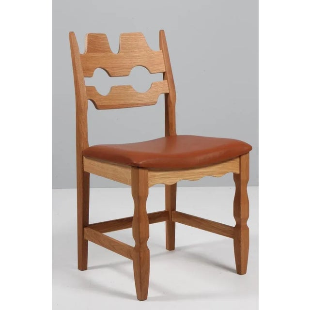 Brown Model Razorblade Oak Dining Chair by Henning Kjærnulf, Denmark, 2023 For Sale - Image 8 of 8