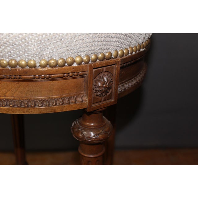 Louis XVI Style Walnut Stool, 1900 For Sale - Image 6 of 11