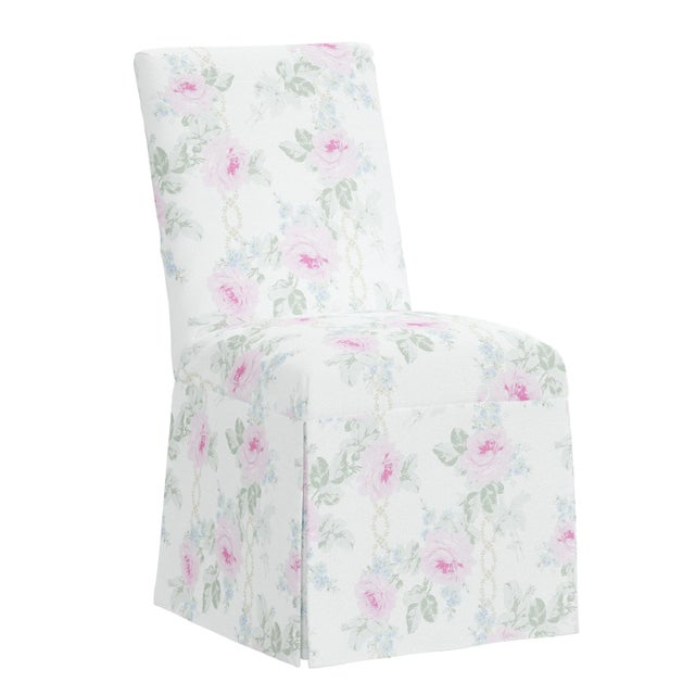 Wood Rachel Ashwell x Cloth & Co Slipcover Dining Chair in Pink Royal Bouquet For Sale - Image 7 of 7