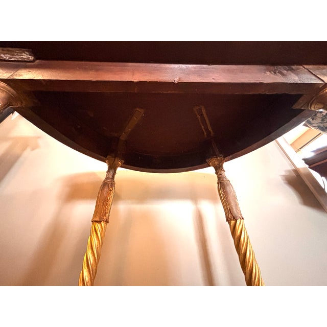 Late 18th Century Antique Giltwood Demi-Lune Console Table With Satinwood Inlay For Sale - Image 5 of 16