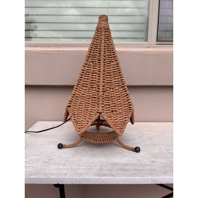 Mid-Century Modern French Modern Sisal Lamp For Sale - Image 3 of 4