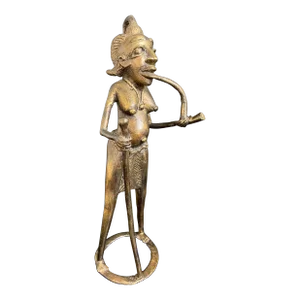 Vintage African Bamum Tikar Bronze Sculpture - a Female Figure