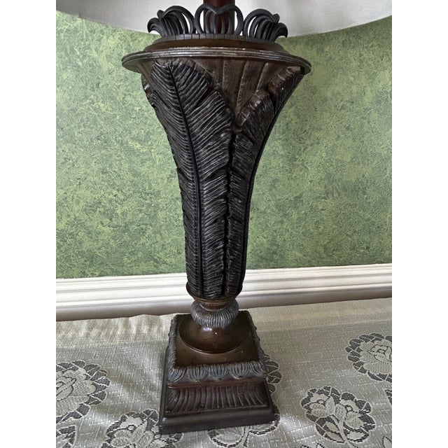 This is a beautiful and elegant table lamp! It is meticulously detailed with moulded acanthus leaves. It is heavy and...