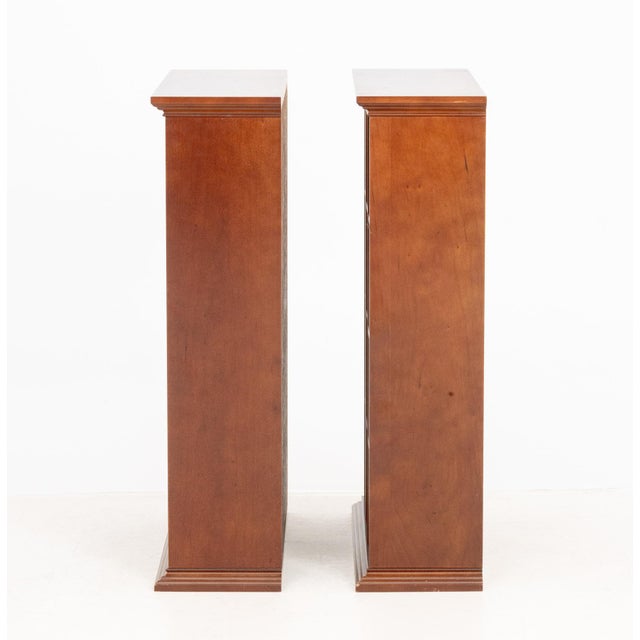 Late 20th Century Modern Cherry Finish Pigeon Hole Bookcases, Pair For Sale - Image 5 of 7