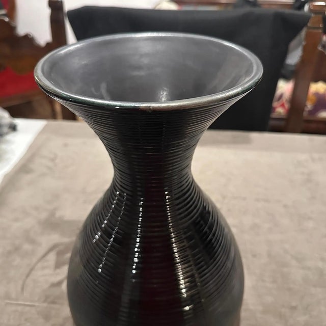 1970s 1970s Modern Gray and Black Ceramic Italian Vase by Ceramiche Santambrogio For Sale - Image 5 of 12