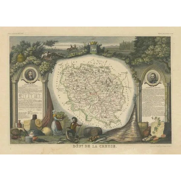 Map of the French Department of Creuse For Sale - Image 3 of 6