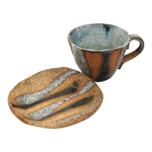 Collectable Japanese Chosen Karatsu Yaki Tea Coffee Cup and Saucer