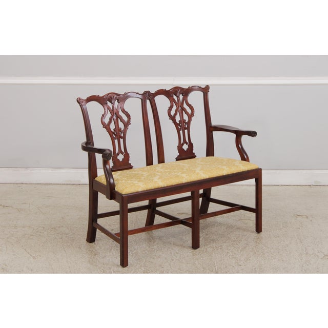 Chippendale Chippendale Style Mahogany Window Bench For Sale - Image 3 of 18