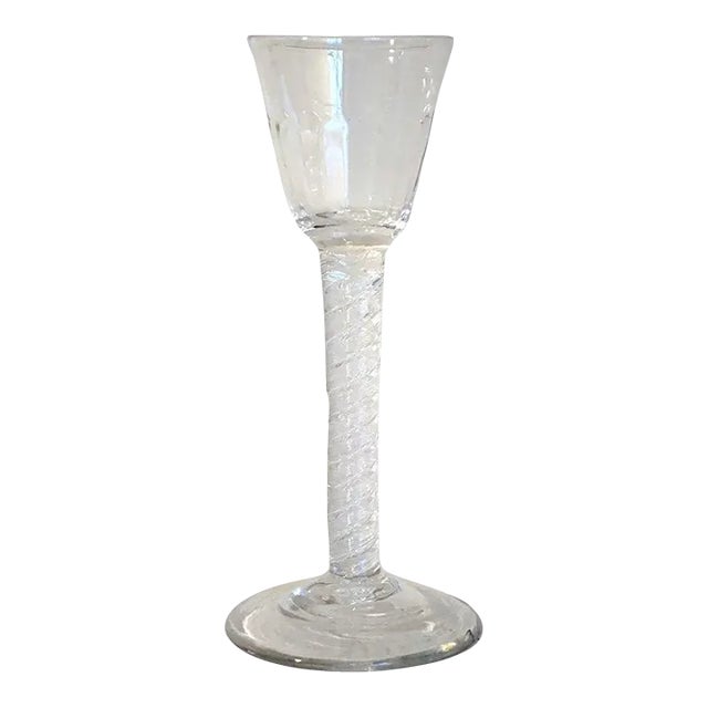 Early Double-Series Air Twist Stem Hand-blown Glass with Molded Bowl For Sale