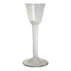 Early Double-Series Air Twist Stem Hand-blown Glass with Molded Bowl