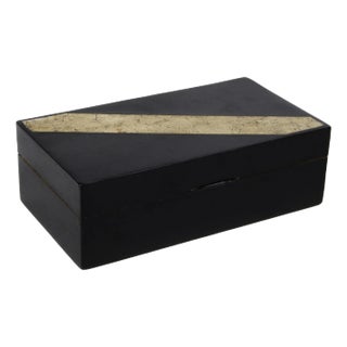1930s Art Déco Black Lacquer, Eggshells and Varnished Wood Decorative Box by Jean Dunand, France For Sale