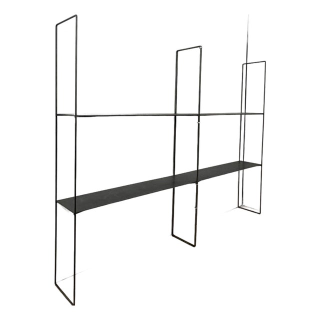 Pair of Brushed Steel Ultra Minimalist Custom Modular Shelving Units For Sale