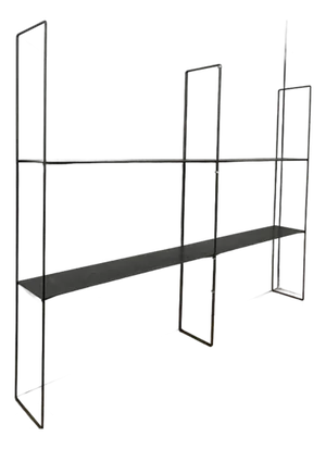 Pair of Brushed Steel Ultra Minimalist Custom Modular Shelving Units