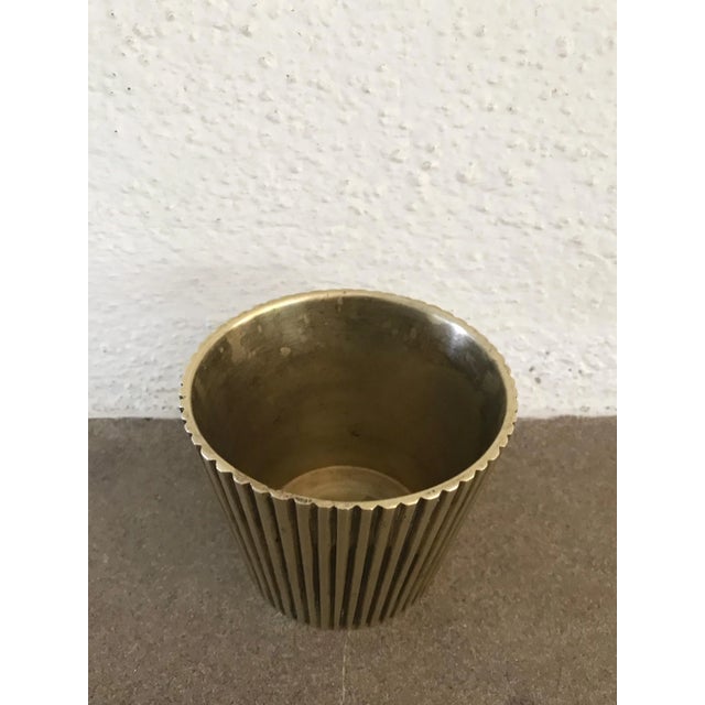 Scandinavian cane vessel in solid brass, Denmark production of the 50s.