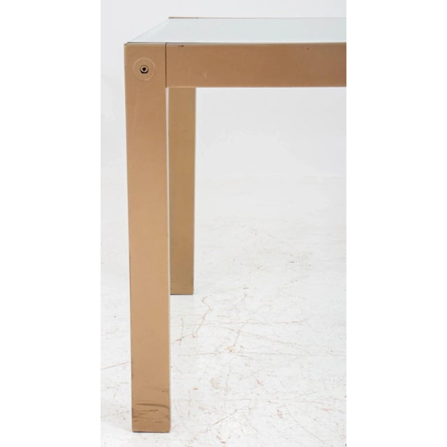 Contemporary Minimalist Modern Glass Inset Enamelled Frame Dining Table For Sale - Image 3 of 8