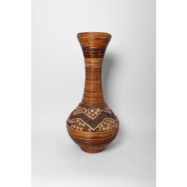 Large Rattan Vase, 1970s For Sale - Image 4 of 5