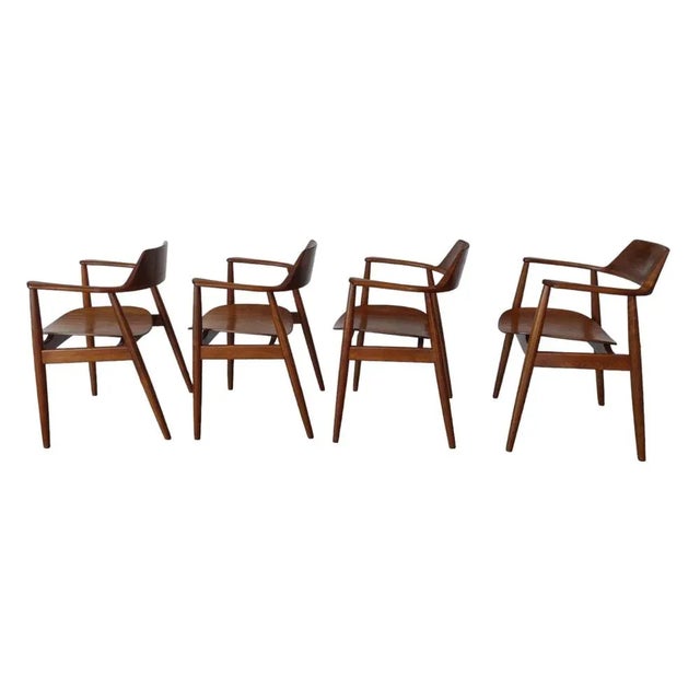 Rare set of Mid-Century style teak chairs produced by Wilkhahn in the 50/60 years. Have been restored and brought to new...