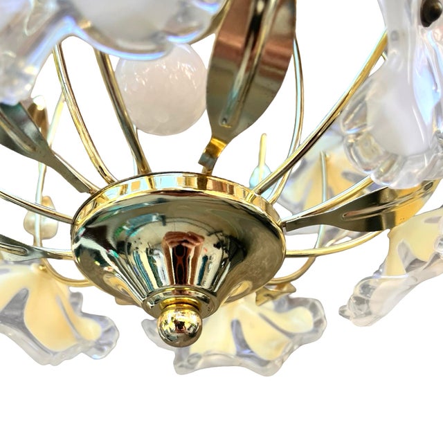 Hollywood Regency Floral Ceiling Lamp, Italy, 1980s For Sale - Image 6 of 17