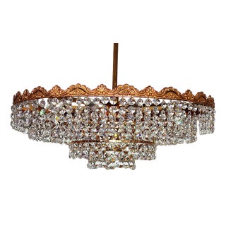 Brass and Lead Crystal Chandelier from Schröder, 1960s For Sale