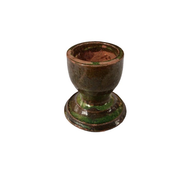 1970s 1970s Olive Green Hand-Made Pottery Vase For Sale - Image 5 of 11