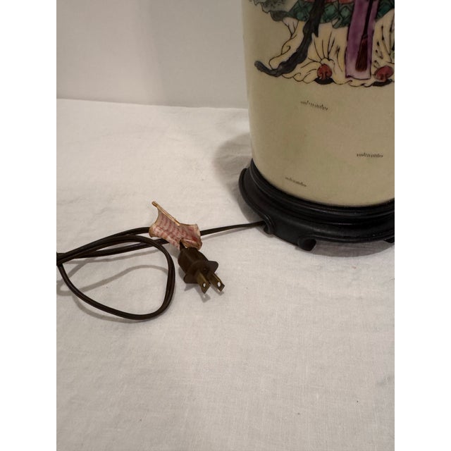 Mid-20th Century Chinese Famille Rose Porcelain Vase Lamp With Figures For Sale - Image 12 of 12
