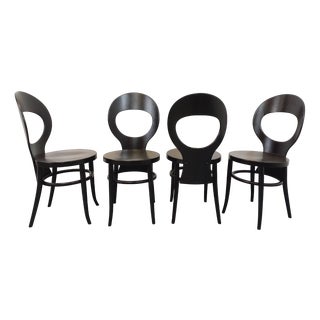 Vintage Mouette Chairs in Black Wood from Baumann, 1960s, Set of 4 For Sale