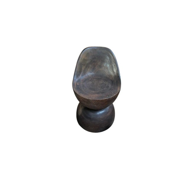 Wood Sculptural Chair Carved From Solid Suar Wood Modern Organic, Espresso Finish For Sale - Image 7 of 9