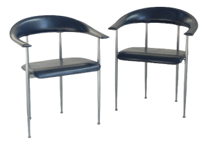 P40 Leather Chairs by Giancarlo Vegni and Gianfranco Gualtierotti for Fasem, 1980s, Set of 2