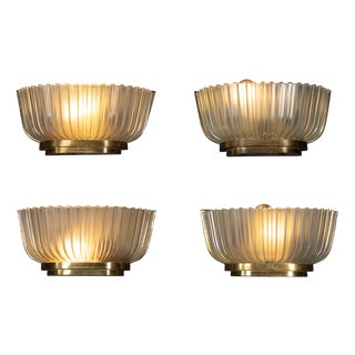 Opaque Murano Glass Wall Sconces by Archimede Seguso, 1940s, Set of 4 For Sale