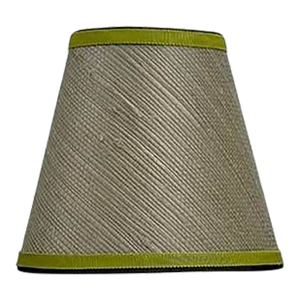 Natural Grasscloth Chandelier Shade with Grossgrain Trim - 4”x6”x6”