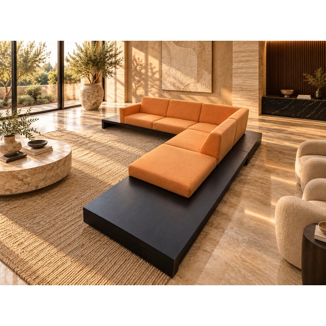 Custom Design Orange Modular Platform Sectional Sofa For Sale In Miami - Image 6 of 8
