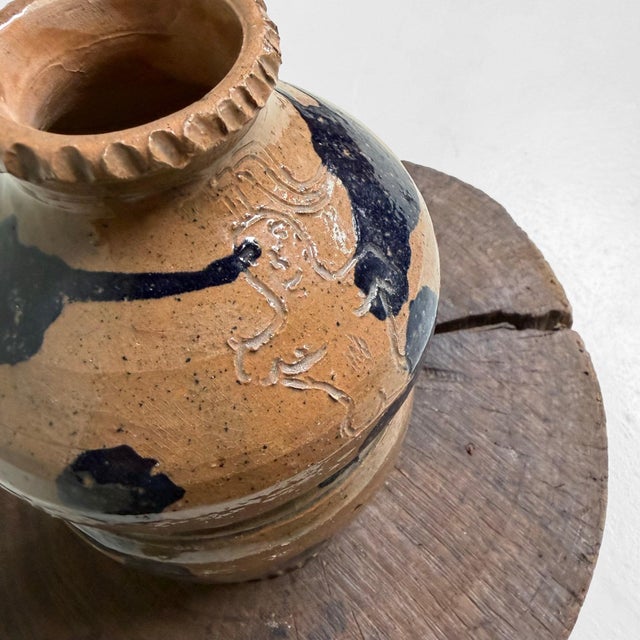 1990s Vintage Dark Blue Glazed Ceramic Vase, Italy, 1990s For Sale - Image 5 of 17