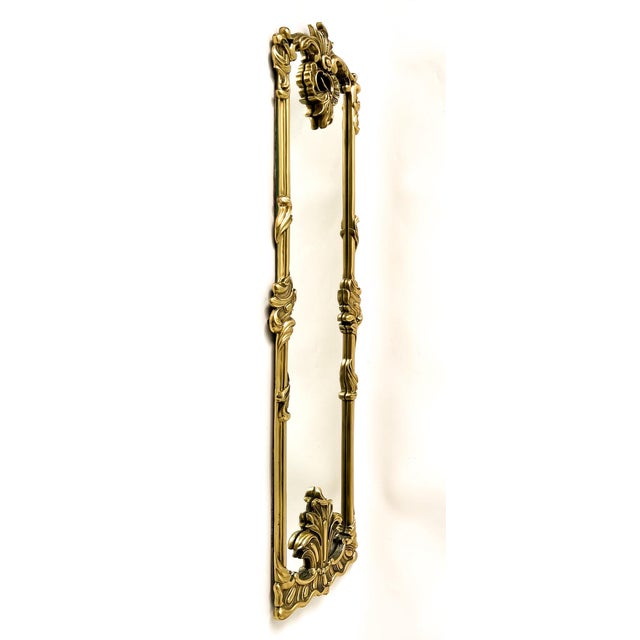 Vintage Heavy Cast Brass Wall Mirror — Rococo Revival / Hollywood Regency Style For Sale - Image 9 of 11