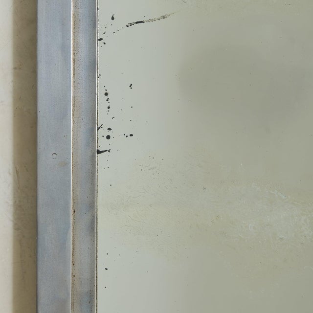 Metal Italian Brushed Metal Wall Mirror, 1960s For Sale - Image 7 of 10