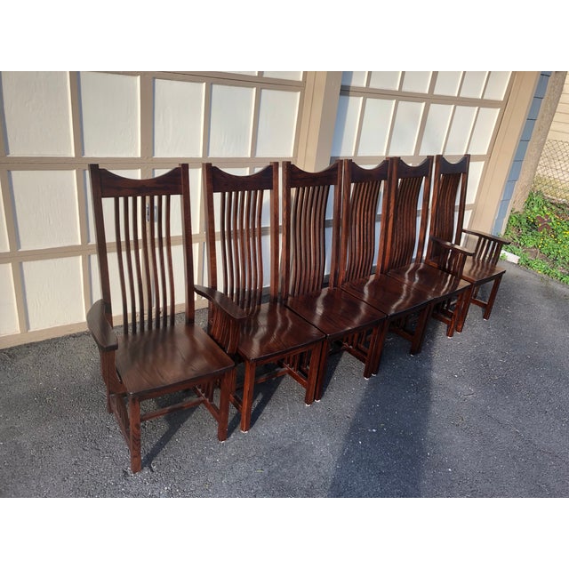 Solid Quartersawn Oak Mission Dining Chairs Set of 6 Chairish
