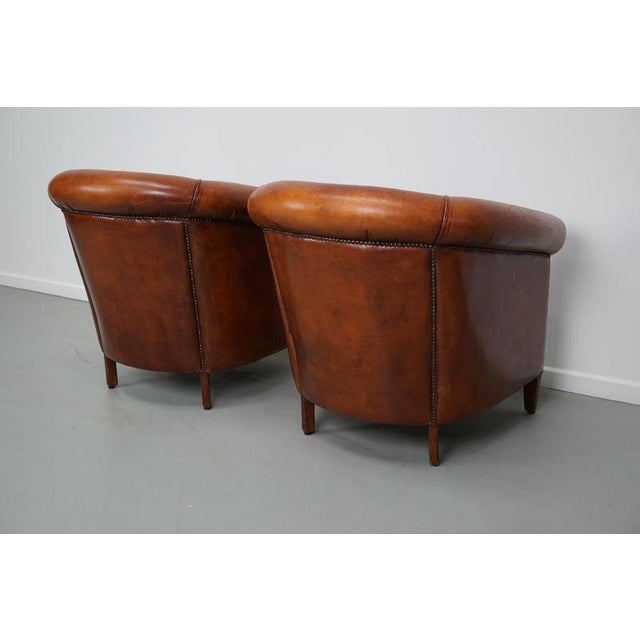 Vintage Dutch Cognac Leather Club Chairs, Set of 2 For Sale - Image 17 of 18
