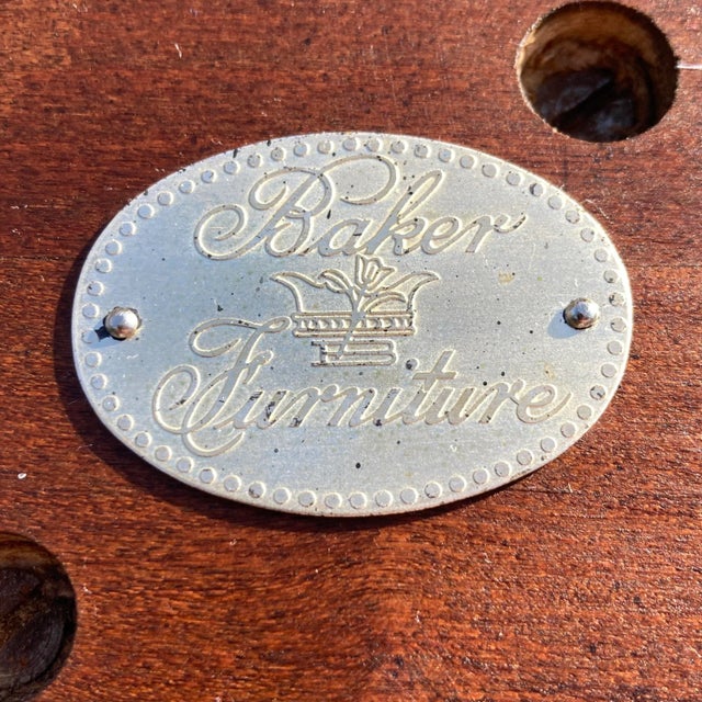 Pair of Bookmatched Walnut End Tables From Baker For Sale - Image 11 of 13