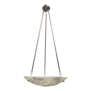 Single 1980s Mid Century Modern Alabaster Marble Chandelier For Sale