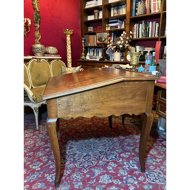 Antique French Writing Desk in Oak with Cabriole Legs, 1800s For Sale - Image 4 of 15