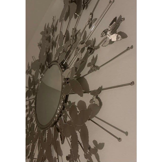 Contemporary Global Views Butterfly Mirror – Nickel Plated Brass Sculptural Wall Mirror (2 Available) For Sale - Image 3 of 7