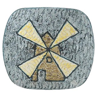 Mid-Century Cortina Glaze Ceramic Wall Light with Windmill Motive, 1970s For Sale