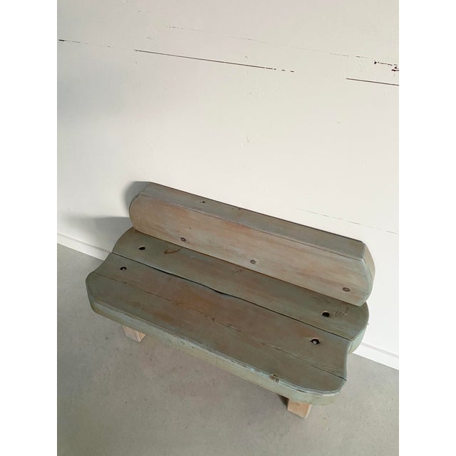 Minimalist Chunky Pine Bench, Paint Washed, Artisan Made, 1980s For Sale - Image 10 of 18