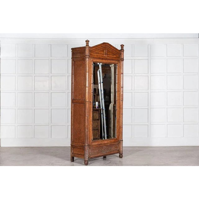 19th Century French Faux Bamboo Walnut Mirror, 1870s For Sale - Image 6 of 13