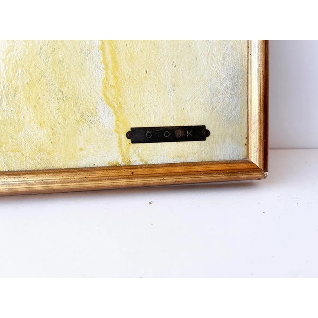 Painting on Masonite, signed GIOUK, on ​​an engraved brass label and a wooden frame, '50 -Art- Year: Circa 1950, signed...