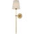 2020s Thomas O'Brien for Visual Comfort Signature Bryant 27" Cordless Tail Sconce in Hand-Rubbed Antique Brass with Linen Shade For Sale - Image 5 of 13