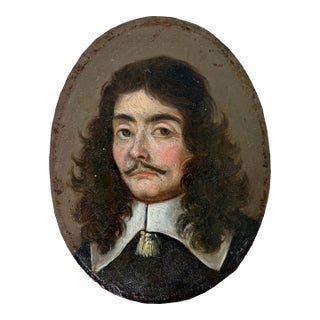 17th Century Continental Oil on Copper Portrait of Dashing Man For Sale