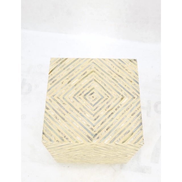 Mid-Century Modern Mid-Century Modern Abalone Tile Decorated Square Pedestal Stand End Table For Sale - Image 3 of 10